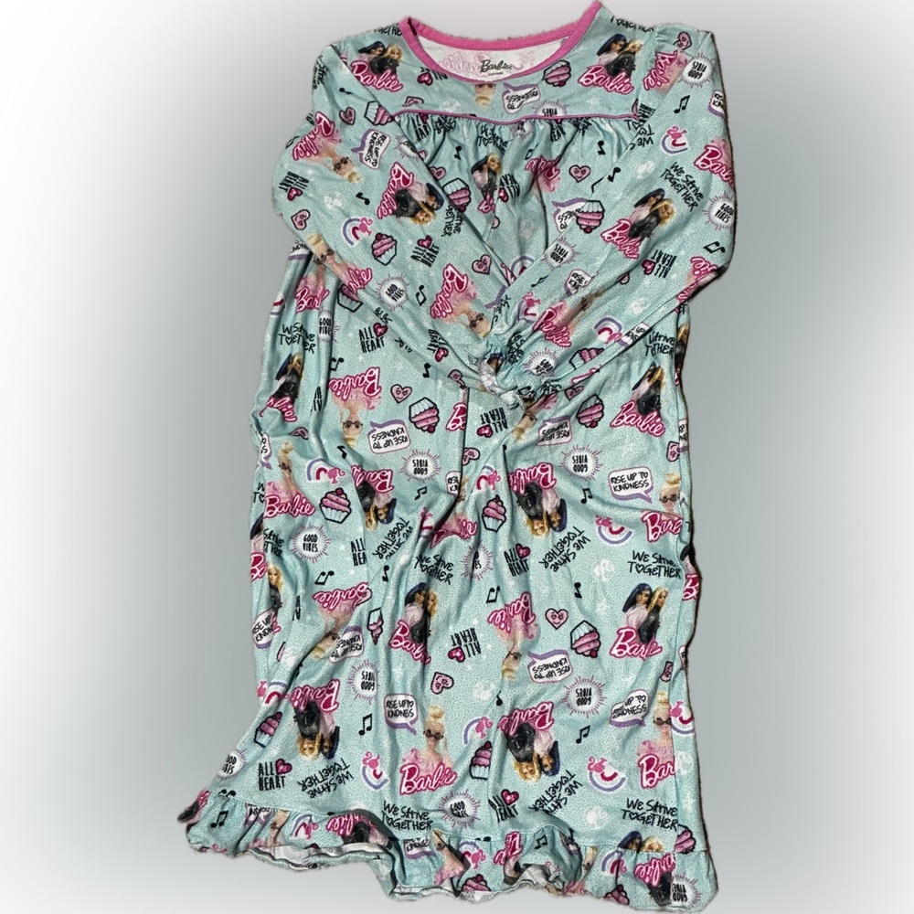 Barbie Light Teal and Pink Printed Nightgown